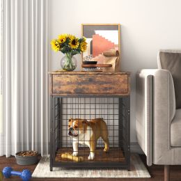 JHX Furniture Dog Crates for small dogs Wooden Dog Kennel Dog Crate End Table; Nightstand(Rustic Brown) - Rustic Brown