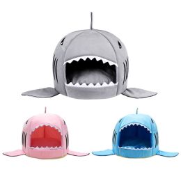 Shark Shape House Beds Tent Mat Small Dog Cat Puppy Beds Soft Dog House For Large Dogs Beds - Grey - 50x50x48 cm