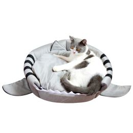 Shark Shape House Beds Tent Mat Small Dog Cat Puppy Beds Soft Dog House For Large Dogs Beds - Grey - 58x58x50 cm