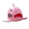 Shark Shape House Beds Tent Mat Small Dog Cat Puppy Beds Soft Dog House For Large Dogs Beds - Pink - 58x58x50 cm