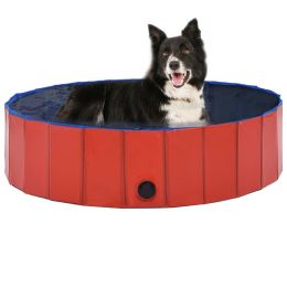 Pet Dog Bath Foldable Dog Swimming Pool PVC - Red - 47.2"x11.8"