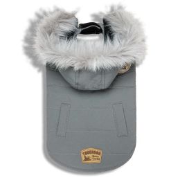 Touchdog 'Eskimo-Swag' Duck-Down Parka Dog Coat - Grey - Large