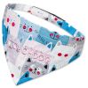 Touchdog 'Head-Popper' Fashion Designer Printed Velcro Dog Bandana - Blue / White - Medium