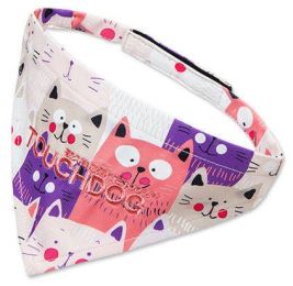 Touchdog 'Head-Popper' Fashion Designer Printed Velcro Dog Bandana - Pink / Purple - Small