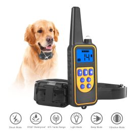 Dog Training Collar IP67 Waterproof Pet Trainer 300mAh Rechargeable 875 Yard Remote Control 4 Modes - Black