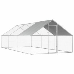 Outdoor Chicken Cage 9'x19.7'x6.3' Galvanized Steel - Silver