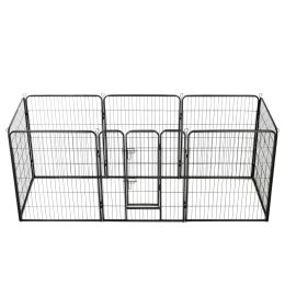 Dog Playpen 8 Panels Steel 31.5"x39.4" Black - Black