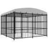 Outdoor Dog Kennel with Roof 118.1"x118.1"x82.7" - Black