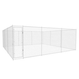 Outdoor Dog Kennel Galvanized Steel 224.4"x224.4"x72.8" - Silver