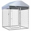 Outdoor Dog Kennel with Roof 39.4"x39.4"x49.2" - Silver