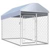 Outdoor Dog Kennel with Roof 78.7"x39.4"x49.2" - Silver