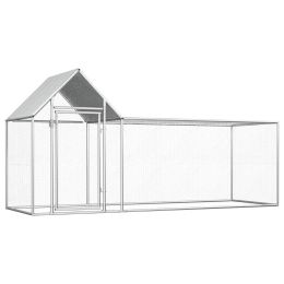 Chicken Coop 9.8'x3.3'x4.9' Galvanized Steel - Silver