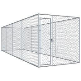 Outdoor Dog Kennel 299.2"x75.6"x72.8" - Silver