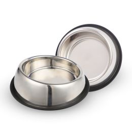 Beveled Dogs Bowl Stainless Steel Removable Rubber Ring Non-Slip Bottom Pet Feeder Bowl Water Dish For Dog Cat - 2 Pack Medium (2.5Cup)