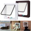 4 Way Pet Cat Puppy Dog Magnetic Lock Lockable Safe Flap Door Gate Frame S M L XL - S - White