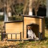 47.2 ' Large Wooden Dog House Outdoor, Outdoor & Indoor Dog Crate, Cabin Style, With Porch - Brown