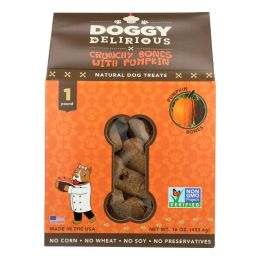 Doggy Delirious Dog Treats - Pumpkin Bones - Case of 6 - 16 oz - 2016673