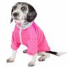 Pet Life Active 'Chewitt Wagassy' 4-Way Stretch Performance Long Sleeve Dog T-Shirt - Pink - Small