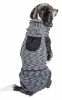 Pet Life Active 'Downward Dog' Heathered Performance 4-Way Stretch Two-Toned Full Body Warm Up Hoodie - Black - X-Large