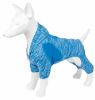 Pet Life Active 'Downward Dog' Heathered Performance 4-Way Stretch Two-Toned Full Body Warm Up Hoodie - Blue - Medium