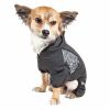 Pet Life Active 'Pawsterity' Heathered Performance 4-Way Stretch Two-Toned Full Bodied Hoodie - Black - Large