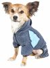 Pet Life Active 'Fur-Breeze' Heathered Performance 4-Way Stretch Two-Toned Full Bodied Hoodie - Blue - X-Small