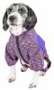 Pet Life Active 'Downward Dog' Heathered Performance 4-Way Stretch Two-Toned Full Body Warm Up Hoodie - Purple - Small