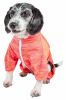 Pet Life Active 'Downward Dog' Heathered Performance 4-Way Stretch Two-Toned Full Body Warm Up Hoodie - Orange - X-Small