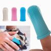 Dog Super Soft Pet Finger Toothbrush Teeth Cleaning Silicone Tooth Brush Tool Dog Cat Cleaning - blue