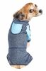 Pet Life Active 'Fur-Breeze' Heathered Performance 4-Way Stretch Two-Toned Full Bodied Hoodie - Blue - Medium