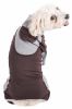 Pet Life Active 'Warm-Pup' Heathered Performance 4-Way Stretch Two-Toned Full Body Warm Up - Brown - Small