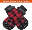 Chrismas Anti-Slip Dog Socks; Waterproof Paw Protectors with Reflective Straps Traction Control for Indoor & Outdoor Wear; 4pcs - Black dog claw - L (