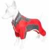 Pet Life Active 'Warm-Pup' Heathered Performance 4-Way Stretch Two-Toned Full Body Warm Up - Red - Large