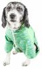 Pet Life Active 'Downward Dog' Heathered Performance 4-Way Stretch Two-Toned Full Body Warm Up Hoodie - Green - Large