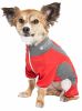 Pet Life Active 'Warm-Pup' Heathered Performance 4-Way Stretch Two-Toned Full Body Warm Up - Red - Small