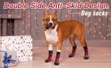 Chrismas Anti-Slip Dog Socks; Waterproof Paw Protectors with Reflective Straps Traction Control for Indoor & Outdoor Wear; 4pcs - red - L (4 pieces)