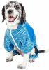 Pet Life Active 'Downward Dog' Heathered Performance 4-Way Stretch Two-Toned Full Body Warm Up Hoodie - Blue - Medium