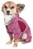 Pet Life Active 'Downward Dog' Heathered Performance 4-Way Stretch Two-Toned Full Body Warm Up Hoodie - Red - Medium