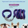 Eight-strand nylon braided dog collar leash dog chain impact blasting chain pet leash - Red and blue - S