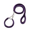 Eight-strand nylon braided dog collar leash dog chain impact blasting chain pet leash - blue and purple - S