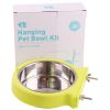 Stainless steel pet bowl hanging bowl tableware overturn proof dog bowl dog bowl cat bowl feeder - Small green