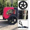 Bicycle trailer for pets outdoor foldable red color dog trailer with reflectors and safty flag - as Pic