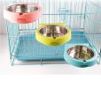 Stainless steel pet bowl hanging bowl tableware overturn proof dog bowl dog bowl cat bowl feeder - Small pink