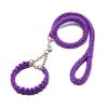 Eight-strand nylon braided dog collar leash dog chain impact blasting chain pet leash - purple - XL