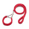 Eight-strand nylon braided dog collar leash dog chain impact blasting chain pet leash - Red - XL