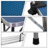 NEW HIGH QUALITY FOLDING PET GROOMING TABLE STAINLESS LEGS AND ARMS BLUE RUBBER TOP STORAGE BASKET - as Pic