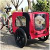 Bicycle trailer for pets outdoor foldable red color dog trailer with reflectors and safty flag - as Pic