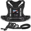 Pet Harness And Leash Set For Dog & Cat; Adjustable No Pull Service Dog Vest Harness For Walking - Black - L