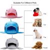 Shark Shape House Beds Tent Mat Small Dog Cat Puppy Beds Soft Dog House For Large Dogs Beds - Blue - 50x50x48 cm