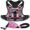 Pet Harness And Leash Set For Dog & Cat; Adjustable No Pull Service Dog Vest Harness For Walking - Pink - XL